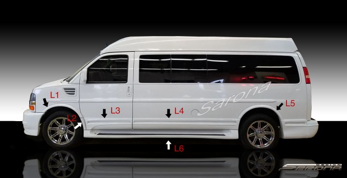 Custom GMC Savana Van  Long Wheel Base Side Skirts (2003 - 2026) - $2590.00 (Part #GM-022-SS)